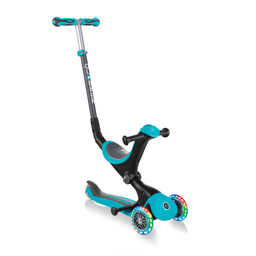 GLOBBER GO.UP DELUXE 緑✕グレー Sit-and-Ride Scooter: GO•UP DELUXE LIGHTS – Globber