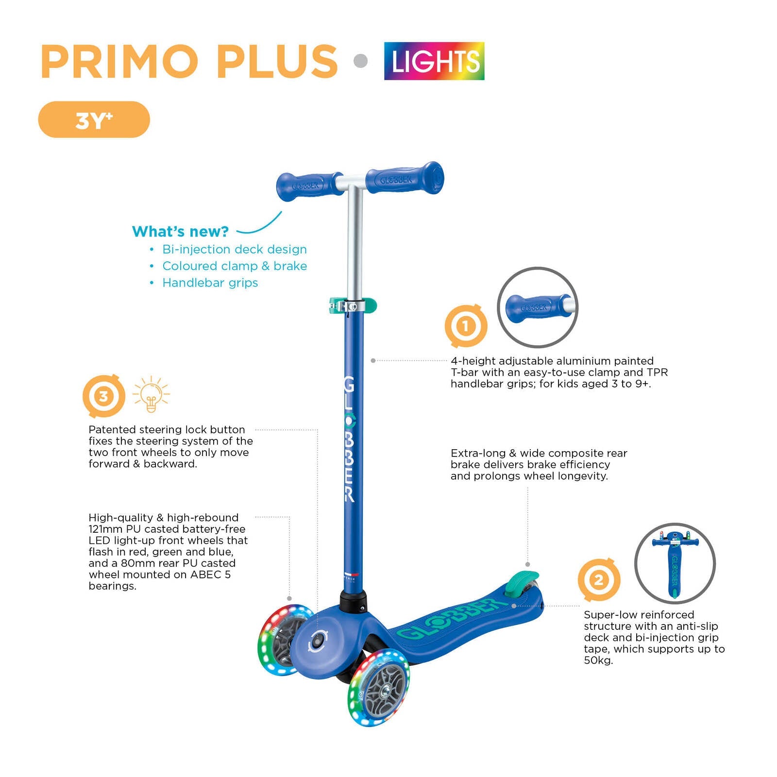 Globber PRIMO Plus Lights Kids Scooter