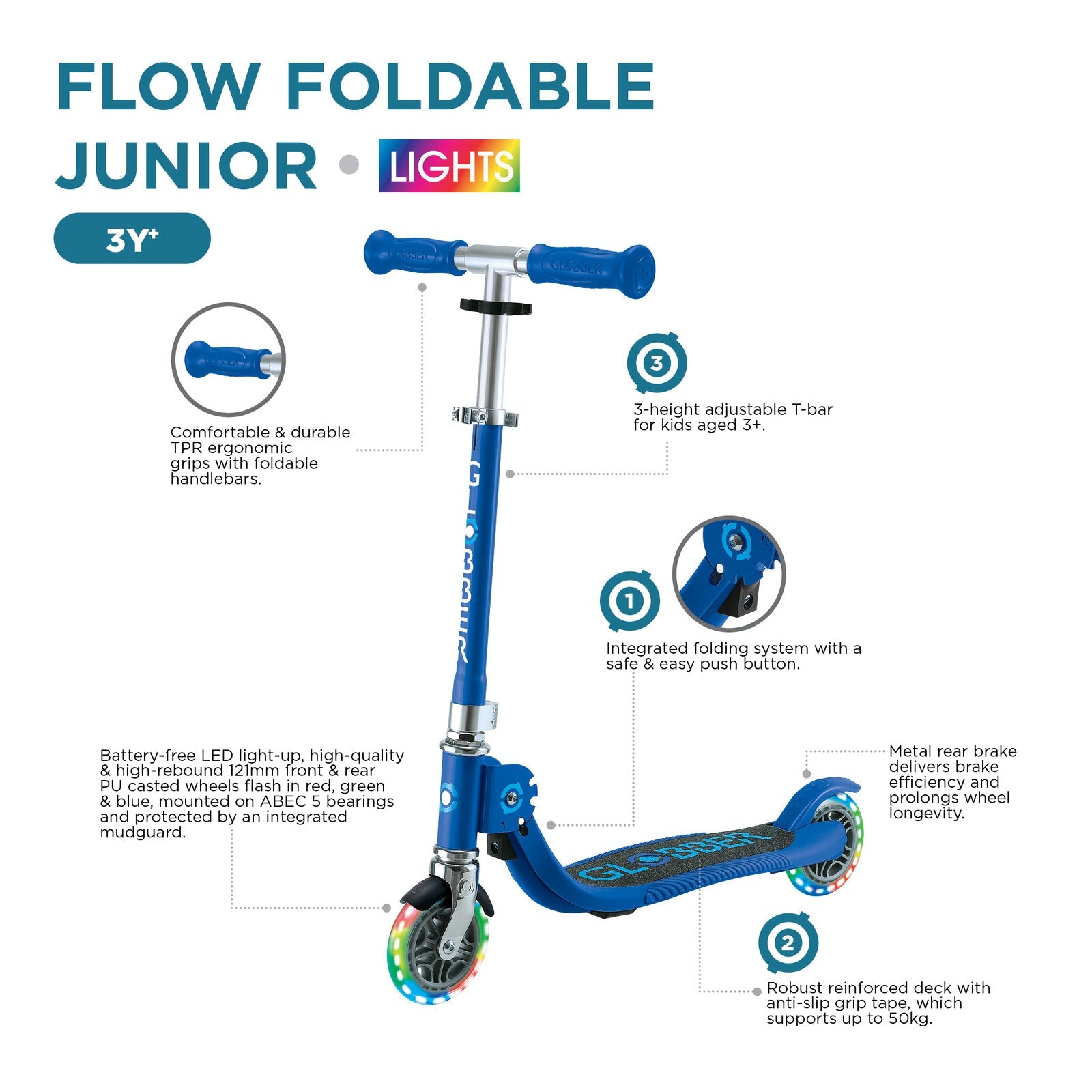 Globber FLOW Foldable Scooter with lights