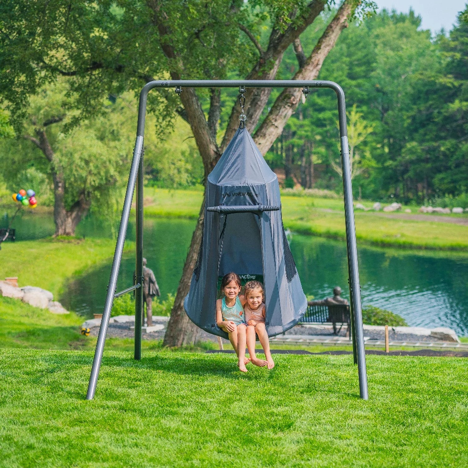 Gobaplay Single Swing Set with Tent Swing