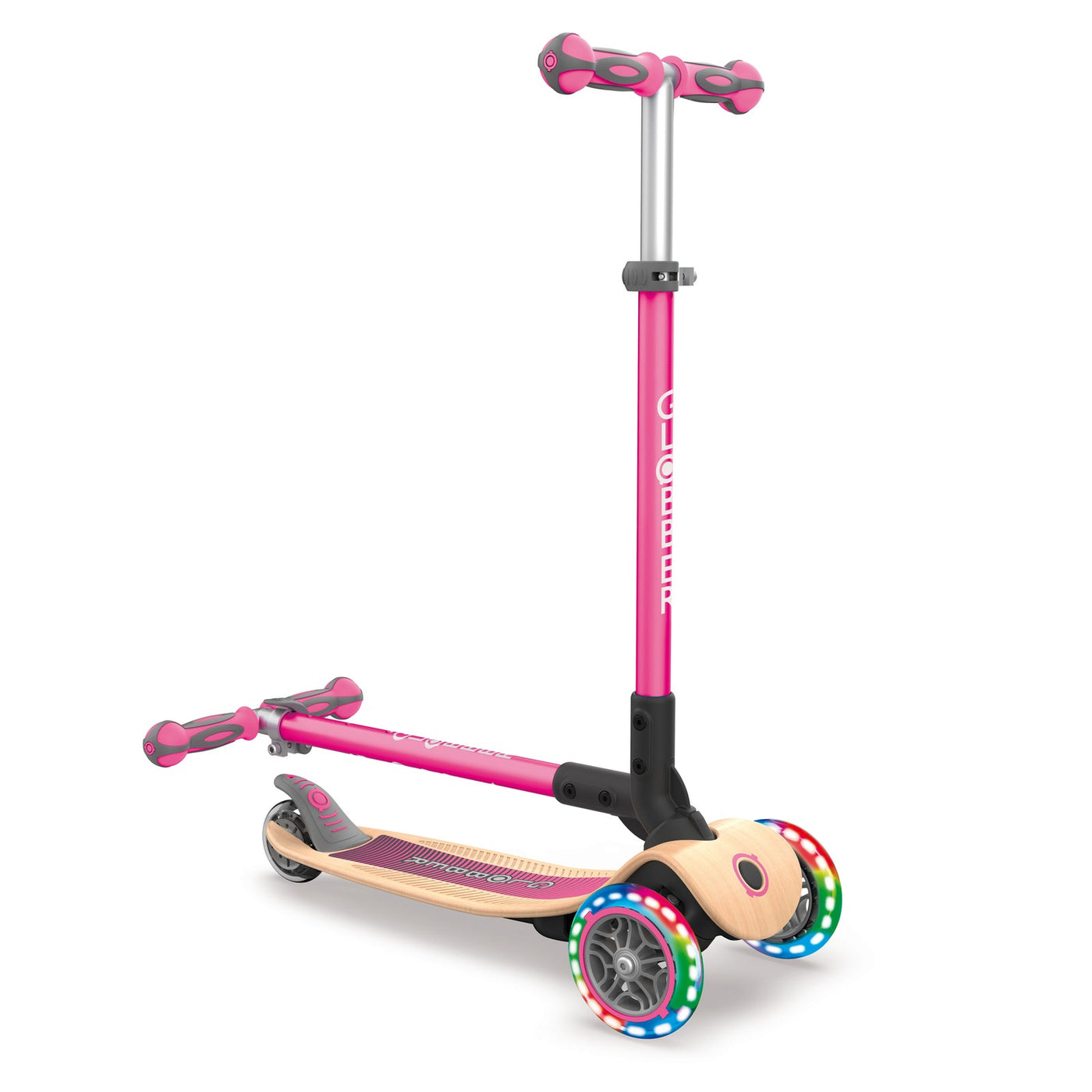 Globber PRIMO Foldable Wood & Lights Kids Scooter