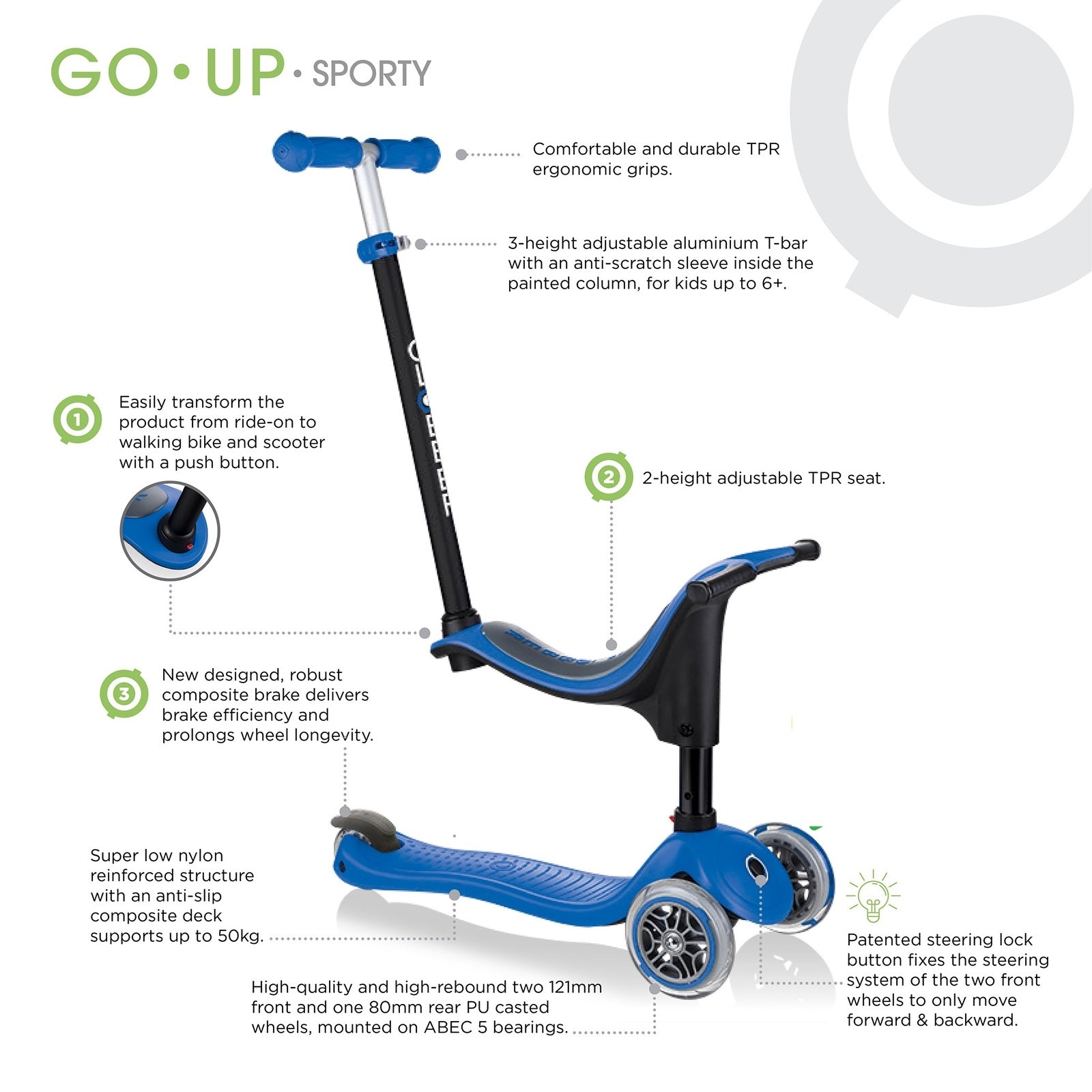 Globber GO UP Sporty Toddler Scooter with Lights