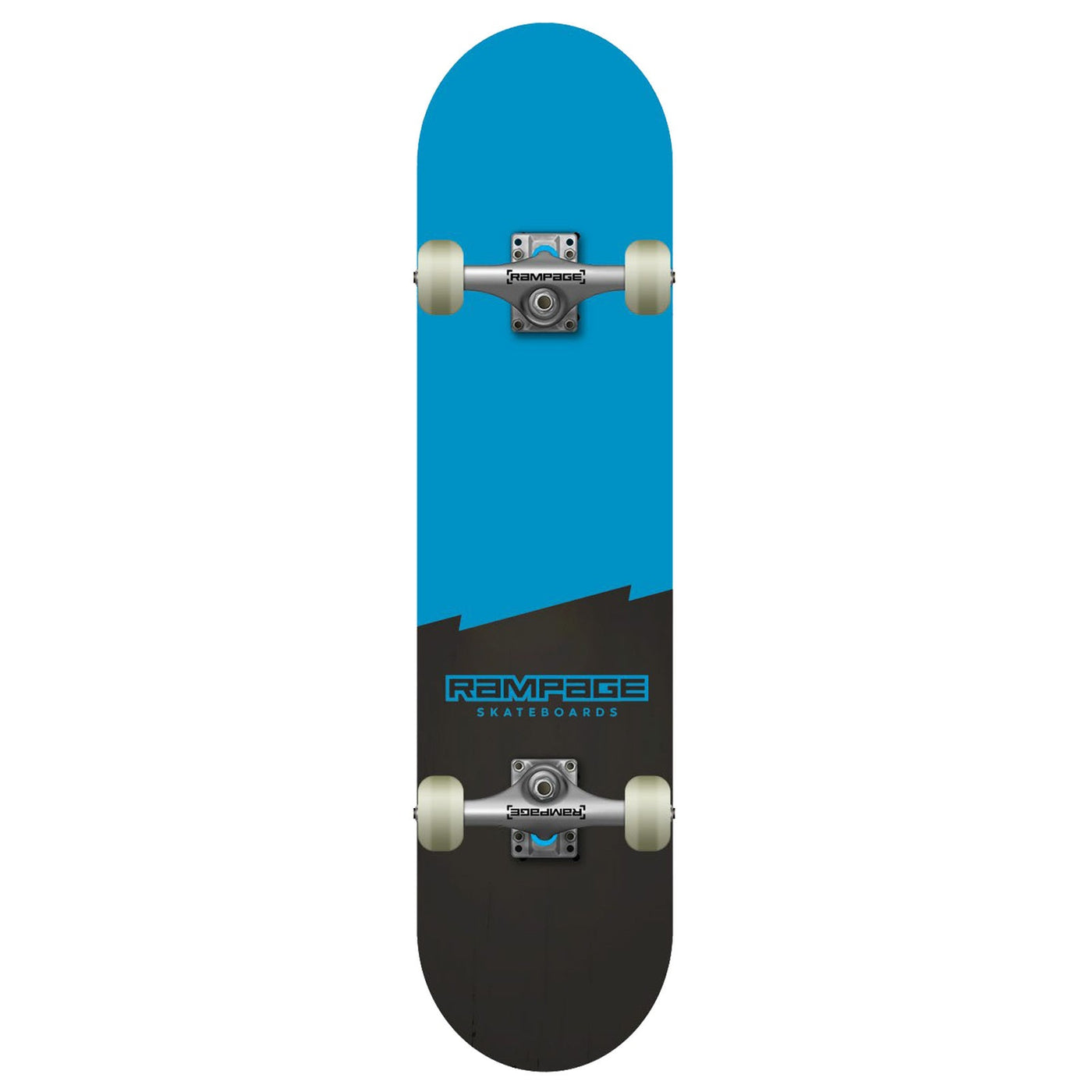 RAMPAGE Plain Third Blue/Black Stain Complete Skateboard 7.75"