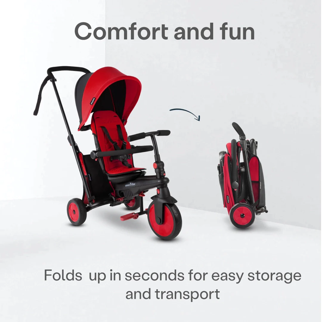 str3 folding pushchair trike red