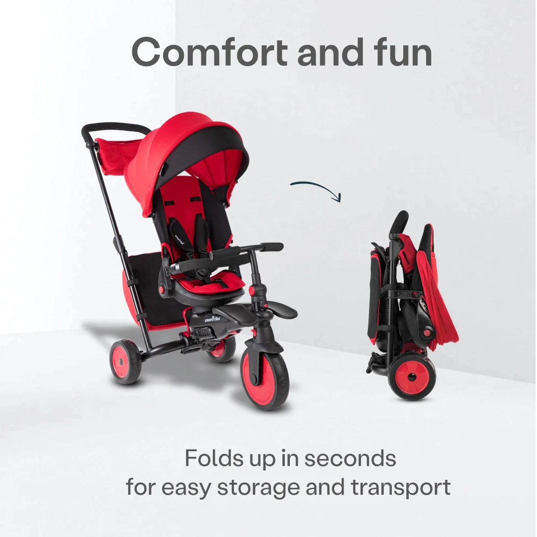 smartrike str7 folding stroller trike red