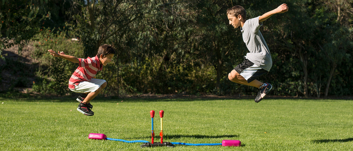 The original Stomp Rocket, dueling rockets, 2 rockets stomp, two rockets stomp rockets, stomprocket, kids toys, nerf toys